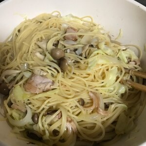 きのこと焼豚の和風パスタ